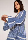Geometric V-Neck Tiered Dress, Blue, large