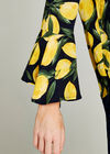 Navy Lemon Print Bardot Top, Navy, large
