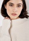 Twisted Cable Knit Batwing Jumper, Stone, large