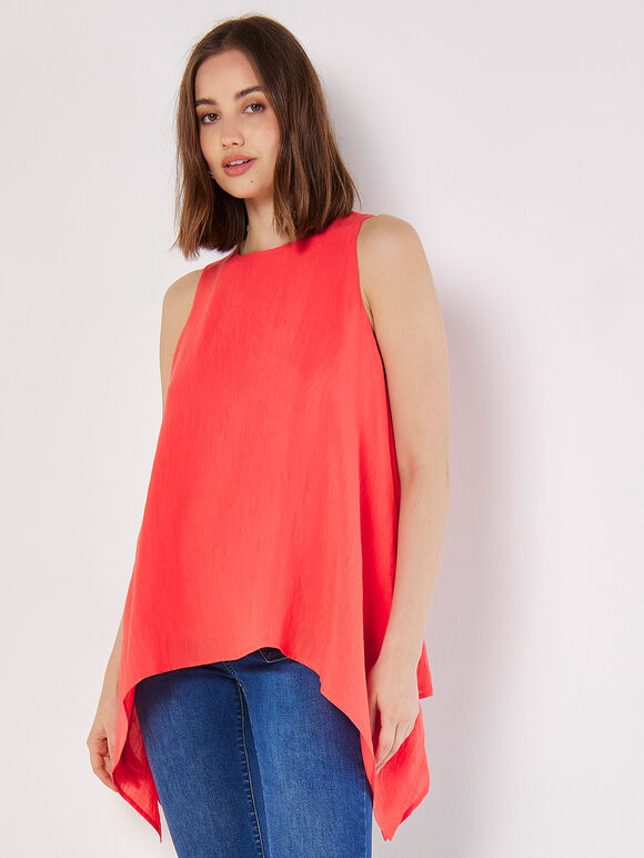Shimmer Slub Shark Hem Top, Red, large