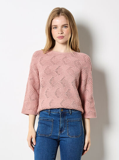 Textured Pointelle Batwing Jumper