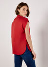 Zip Front Patch Pocket Top, Red, large