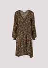 Ditsy Floral Smocked Mini Dress, Green, large