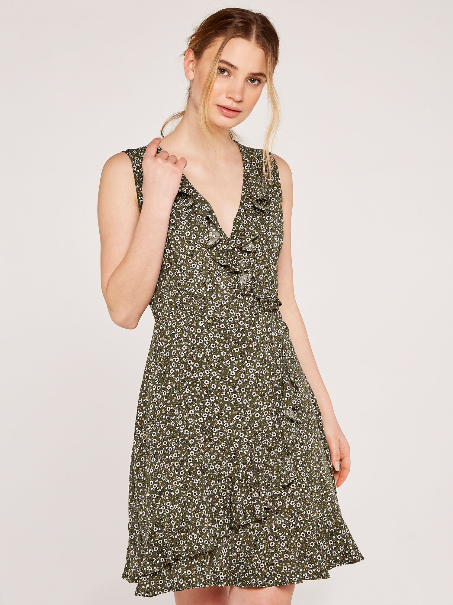 Khaki wrap shop dress