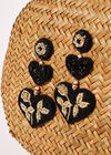 Heart Beaded Earrings, Black, large