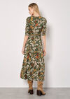 Floral Leaf Print Midaxi Dress, Khaki, large