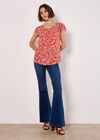 Garden Floral Top, Red, large