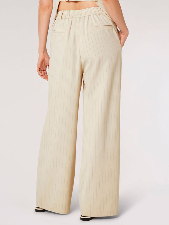 Pinstripe Palazzo Trousers, Stone, large