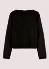 Oversized Batwing Boucle Jumper, Black, large