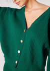 Ribbed Knit Reversible Cardigan Top, Green, large