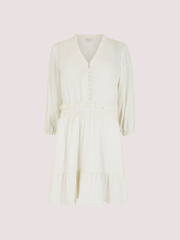 Diamond Jacquard Mini Dress, White, large