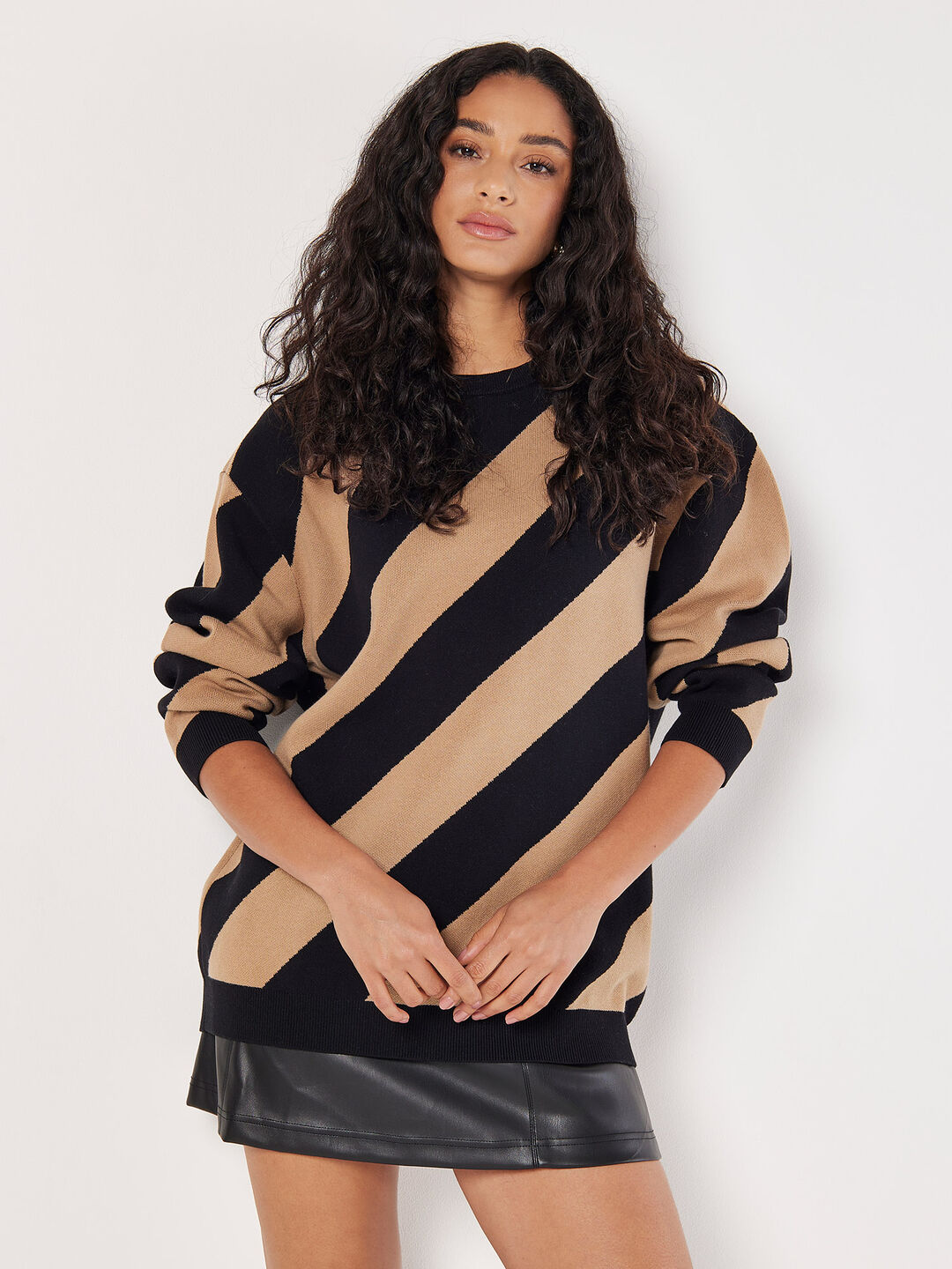 Image of Diagonal Stripe Knitted Jumper
