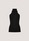 Roll Neck Knitted Tank Top, Black, large