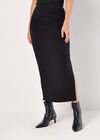 Jersey Ruched Midi Skirt, Black, large