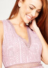 Lace V-Neck Scallop Edge Dress, Lilac, large