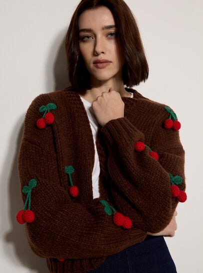 Chunky Knit Cherry Cardigan