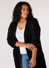 Curve Longline Cable Knit Cardigan , Black, large