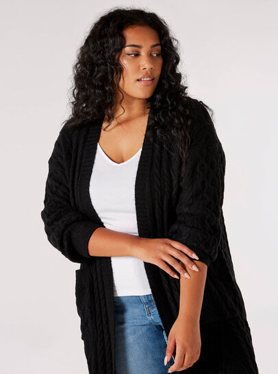 Curve Longline Cable Knit Cardigan 