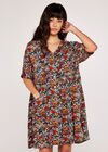 Ditsy Button Down Smock Dress, Green, large