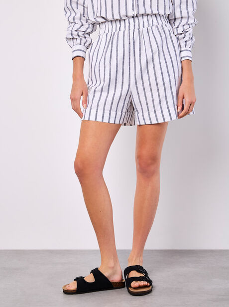 Linen Blend Stripe Shorts