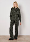 Linen Mix Leaf Print Shirt, Khaki, large