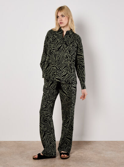 Linen Mix Leaf Print Shirt