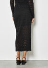 Floral Leaf Lace Midi Skirt, Black, large