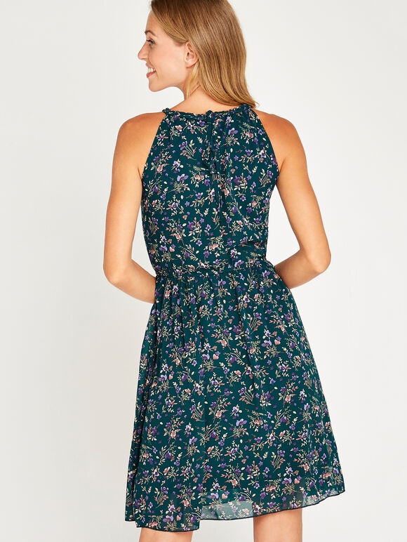 Ditsy Floral Tea Dress, Green, large