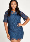 Lace Scallop Hem Dress+, Teal, large