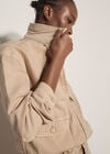 Herringbone Cotton Bomber Jacket , Stone, large