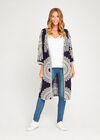 Navy  Embroidered Longline Kimono, Navy, large