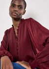 Ruffle Collar Blouse, Burgundy, large