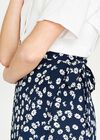 Floral Dot Tie Waist Wrap Skirt, Navy, large