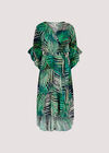 Tropical Leaf Ruffle Dress, Navy, large