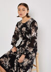 Silhouette Floral Chiffon Midaxi Dress, Black, large