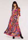 Retro Swirl Maxi Dress, Orange, large