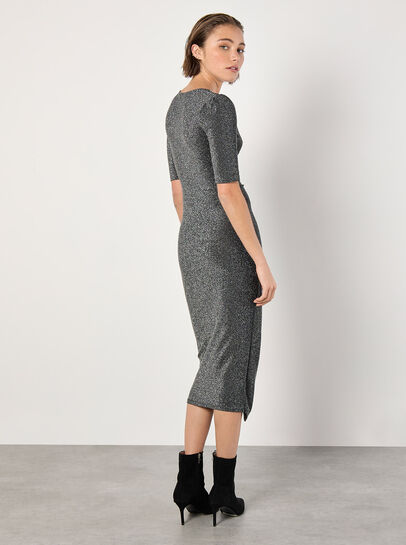 Foil Sparkle Ruched Midi Dress