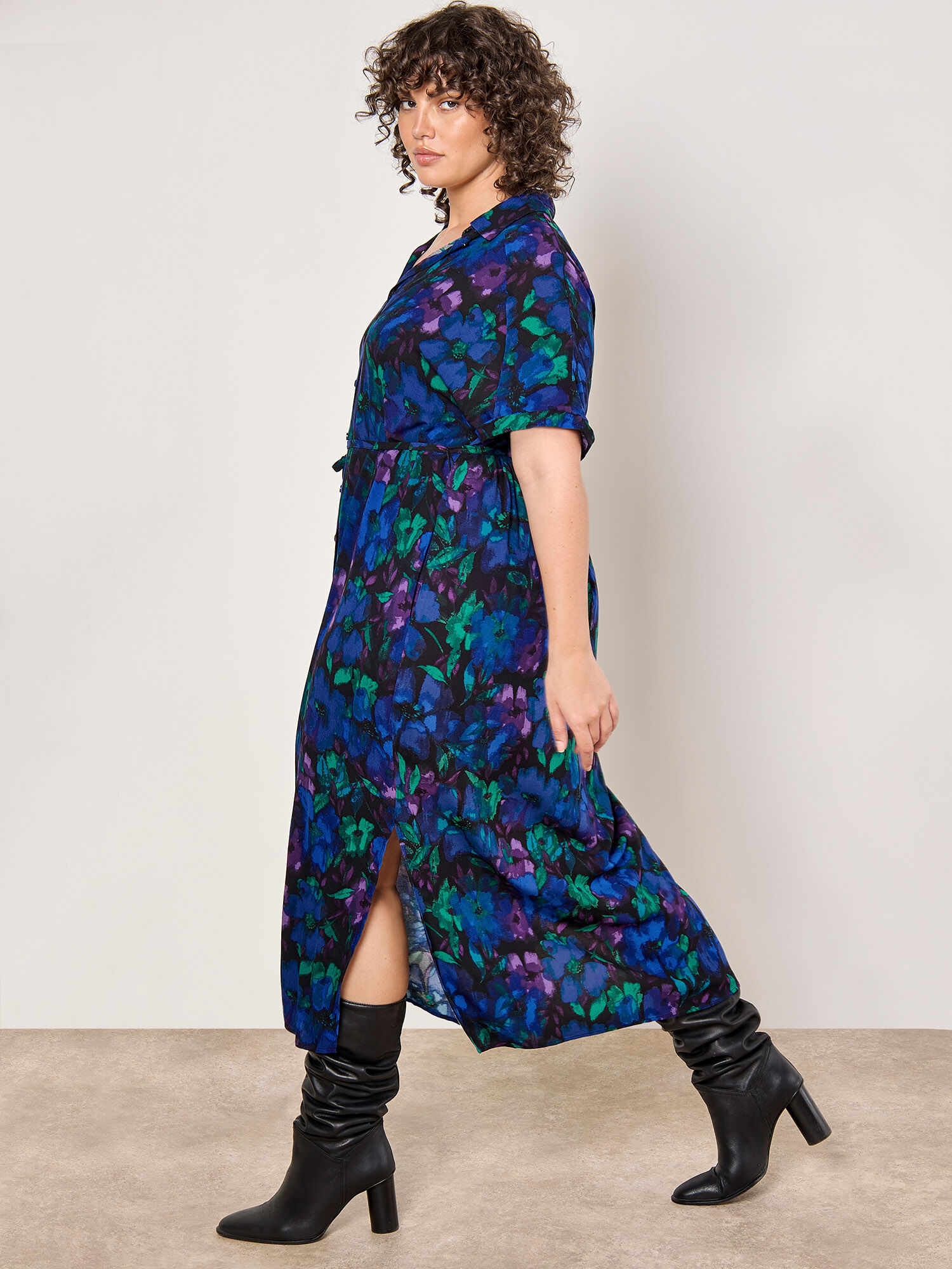 Curve Floral Shirt Midaxi Dress | Apricot Clothing