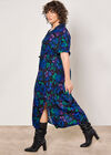 Curve Floral Shirt Midaxi Dress, Blue, large