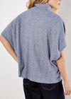 Waffle Knit Batwing Top, Navy, large