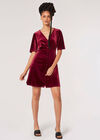 Velvet Button-Down Mini Dress, Burgundy, large