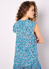 Ditsy Floral Ruffle Sleeve Top, Cream, large