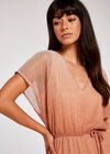 Ombre Plisse Dress, Rust, large