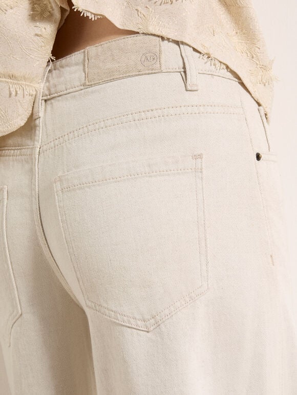 Zana Wide-Leg Jeans, Stone, large