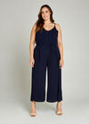 Navy Tie Waist Jumpsuit +, Navy, large