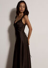 Satin Lace Maxi Dress, Brown, large