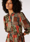 Patchwork Shirt Mini Dress, Khaki, large