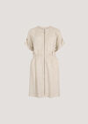 Linen Mix Utility Mini Dress, Cream, large