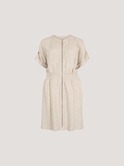 Linen Mix Utility Mini Dress