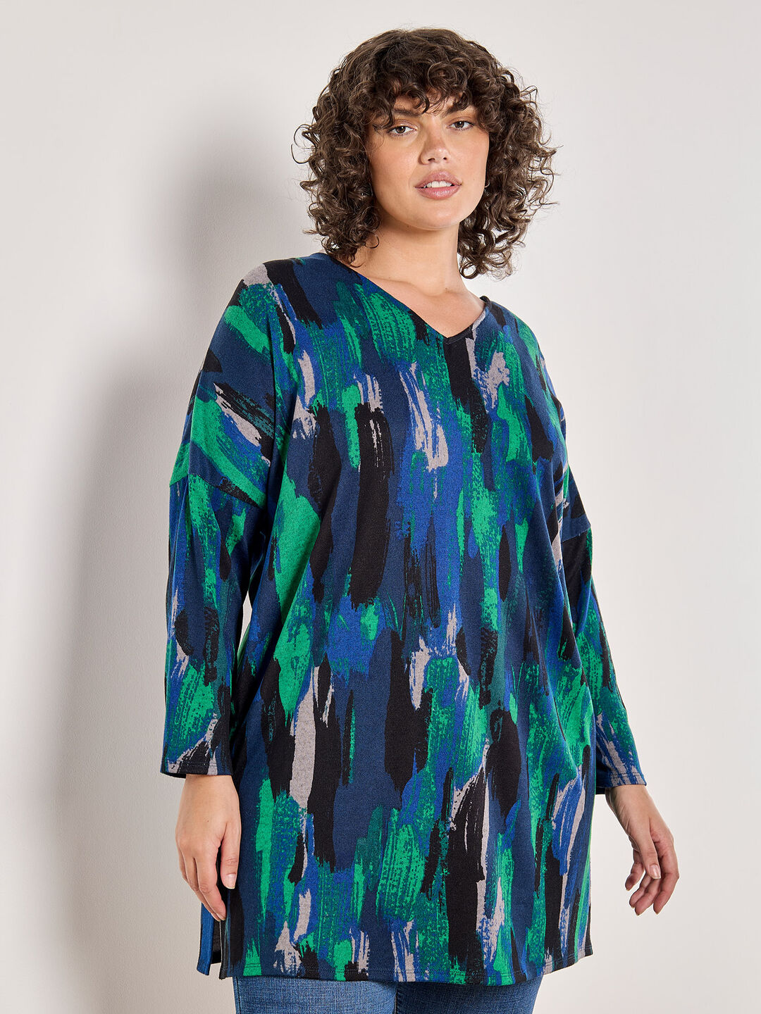 Image of Curve Brushstroke Soft Touch Top